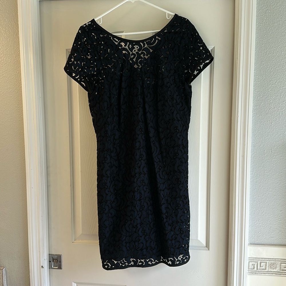 Deep blue and black lace dress